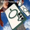 Acrylic Transparent Case with MagSafe Magnetic Ring for Samsung Galaxy S25 Plus - Green