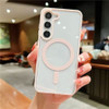 Acrylic Transparent Case with MagSafe Magnetic Ring for Samsung Galaxy S25 - Pink