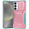 Combat Tough Series Hybrid Case with Camera Lens Cover for Samsung Galaxy S25 - Pink Teal