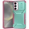 Combat Tough Series Hybrid Case with Camera Lens Cover for Samsung Galaxy S25 - Teal Pink
