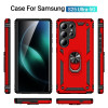 Military Grade Hybrid Case with Ring Grip for Samsung Galaxy S25 Ultra - Red