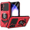 Military Grade Robotic Series Hybrid Case with Ring Grip for Samsung Galaxy S25 - Red