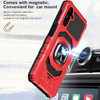 Military Grade Robotic Series Hybrid Case with Ring Grip for Samsung Galaxy S25 - Red