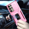 Combat Tough Series Ring Holder Case with Camera Lens Cover for Samsung Galaxy S25 Ultra - Pink Burgundy