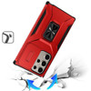 Combat Tough Series Ring Holder Case with Camera Lens Cover for Samsung Galaxy S25 Ultra - Red