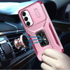 Combat Tough Series Ring Holder Case with Camera Lens Cover for Samsung Galaxy S25 Plus - Pink Burgundy
