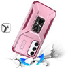 Combat Tough Series Ring Holder Case with Camera Lens Cover for Samsung Galaxy S25 Plus - Pink Burgundy