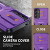 Combat Tough Series Ring Holder Case with Camera Lens Cover for Samsung Galaxy S25 Plus - Purple