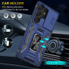 Military Grade Ring Holder Case with Camera Lens Cover for Samsung Galaxy S25 Ultra - Blue