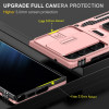 Military Grade Ring Holder Case with Camera Lens Cover for Samsung Galaxy S25 Ultra - Rose Gold