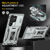Military Grade Ring Holder Case with Camera Lens Cover for Samsung Galaxy S25 Ultra - Silver