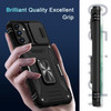 Military Grade Ring Holder Case with Camera Lens Cover for Samsung Galaxy S25 Plus - Black