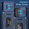 Military Grade Ring Holder Case with Camera Lens Cover for Samsung Galaxy S25 Plus - Blue