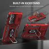 Military Grade Ring Holder Case with Camera Lens Cover for Samsung Galaxy S25 Plus - Red