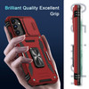 Military Grade Ring Holder Case with Camera Lens Cover for Samsung Galaxy S25 Plus - Red
