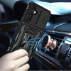 Military Grade Ring Holder Case with Camera Lens Cover for Samsung Galaxy S25 - Black