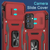 Military Grade Ring Holder Case with Camera Lens Cover for Samsung Galaxy S25 - Red