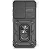 Military Grade Hybrid Case with Ring Grip and Camera Lens Protector for Samsung Galaxy S25 Ultra - Black