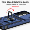 Military Grade Hybrid Case with Ring Grip and Camera Lens Protector for Samsung Galaxy S25 Ultra - Blue