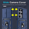 Military Grade Hybrid Case with Ring Grip and Camera Lens Protector for Samsung Galaxy S25 Ultra - Blue