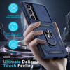 Military Grade Hybrid Case with Ring Grip and Camera Lens Protector for Samsung Galaxy S25 Ultra - Blue
