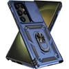 Military Grade Hybrid Case with Ring Grip and Camera Lens Protector for Samsung Galaxy S25 Ultra - Blue