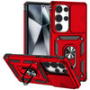 Military Grade Hybrid Case with Ring Grip and Camera Lens Protector for Samsung Galaxy S25 Ultra - Red