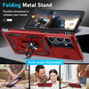 Military Grade Hybrid Case with Ring Grip and Camera Lens Protector for Samsung Galaxy S25 Ultra - Red