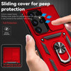 Military Grade Hybrid Case with Ring Grip and Camera Lens Protector for Samsung Galaxy S25 Ultra - Red