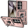 Military Grade Hybrid Case with Ring Grip and Camera Lens Protector for Samsung Galaxy S25 Ultra - Rose Gold