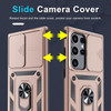 Military Grade Hybrid Case with Ring Grip and Camera Lens Protector for Samsung Galaxy S25 Ultra - Rose Gold