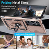 Military Grade Hybrid Case with Ring Grip and Camera Lens Protector for Samsung Galaxy S25 Ultra - Rose Gold