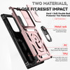 Military Grade Hybrid Case with Ring Grip and Camera Lens Protector for Samsung Galaxy S25 Ultra - Rose Gold