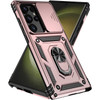 Military Grade Hybrid Case with Ring Grip and Camera Lens Protector for Samsung Galaxy S25 Ultra - Rose Gold