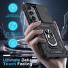 Military Grade Hybrid Case with Ring Grip and Camera Lens Protector for Samsung Galaxy S25 Plus - Black