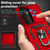 Military Grade Hybrid Case with Ring Grip and Camera Lens Protector for Samsung Galaxy S25 Plus - Red