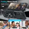 Military Grade Hybrid Case with Ring Grip and Camera Lens Protector for Samsung Galaxy S25 - Black