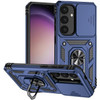 Military Grade Hybrid Case with Ring Grip and Camera Lens Protector for Samsung Galaxy S25 - Blue