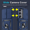Military Grade Hybrid Case with Ring Grip and Camera Lens Protector for Samsung Galaxy S25 - Blue