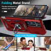 Military Grade Hybrid Case with Ring Grip and Camera Lens Protector for Samsung Galaxy S25 - Red