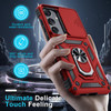 Military Grade Hybrid Case with Ring Grip and Camera Lens Protector for Samsung Galaxy S25 - Red