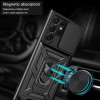 Military Grade Superior Series Hybrid Case with Ring Grip and Camera Lens Cover for Samsung Galaxy S25 Ultra - Black