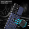 Military Grade Superior Series Hybrid Case with Ring Grip and Camera Lens Cover for Samsung Galaxy S25 Ultra - Blue