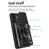 Military Grade Superior Series Hybrid Case with Ring Grip and Camera Lens Cover for Samsung Galaxy S25 Plus - Black