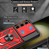 Military Grade Superior Series Hybrid Case with Ring Grip and Camera Lens Cover for Samsung Galaxy S25 Plus - Red