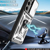 Military Grade Superior Series Hybrid Case with Ring Grip and Camera Lens Cover for Samsung Galaxy S25 Plus - Silver