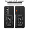 Military Grade Superior Series Hybrid Case with Ring Grip and Camera Lens Cover for Samsung Galaxy S25 - Black