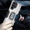 Military Grade Shockproof Hybrid Armor Case with Ring Grip for Samsung Galaxy S25 Ultra - Silver