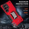 Military Grade Shockproof Hybrid Armor Case with Ring Grip for Samsung Galaxy S25 Ultra - Red
