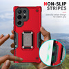 Military Grade Shockproof Hybrid Armor Case with Ring Grip for Samsung Galaxy S25 Ultra - Red